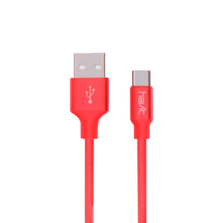CABLE DE DATOS TRENZADO HAVIT CB8709 USB A TIPO C ROJO